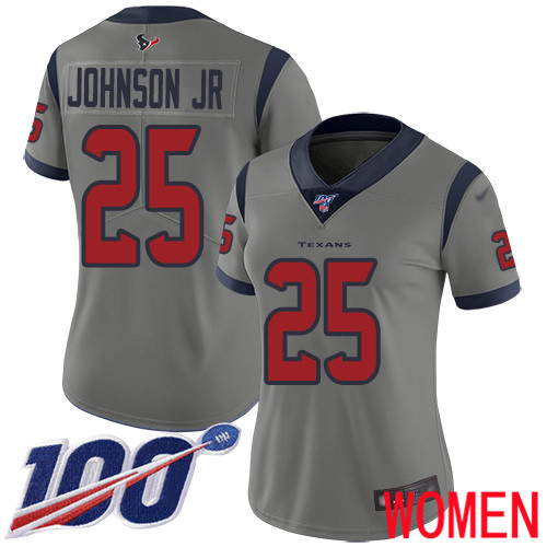 Houston Texans Limited Gray Women Duke Johnson Jr Jersey NFL Football #25 100th Season Inverted Legend->houston texans->NFL Jersey